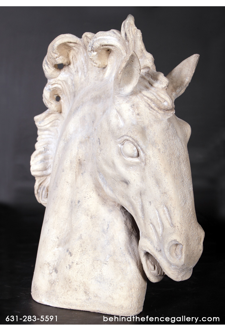 Horse Head Table Display Statue Roman Stone Finish