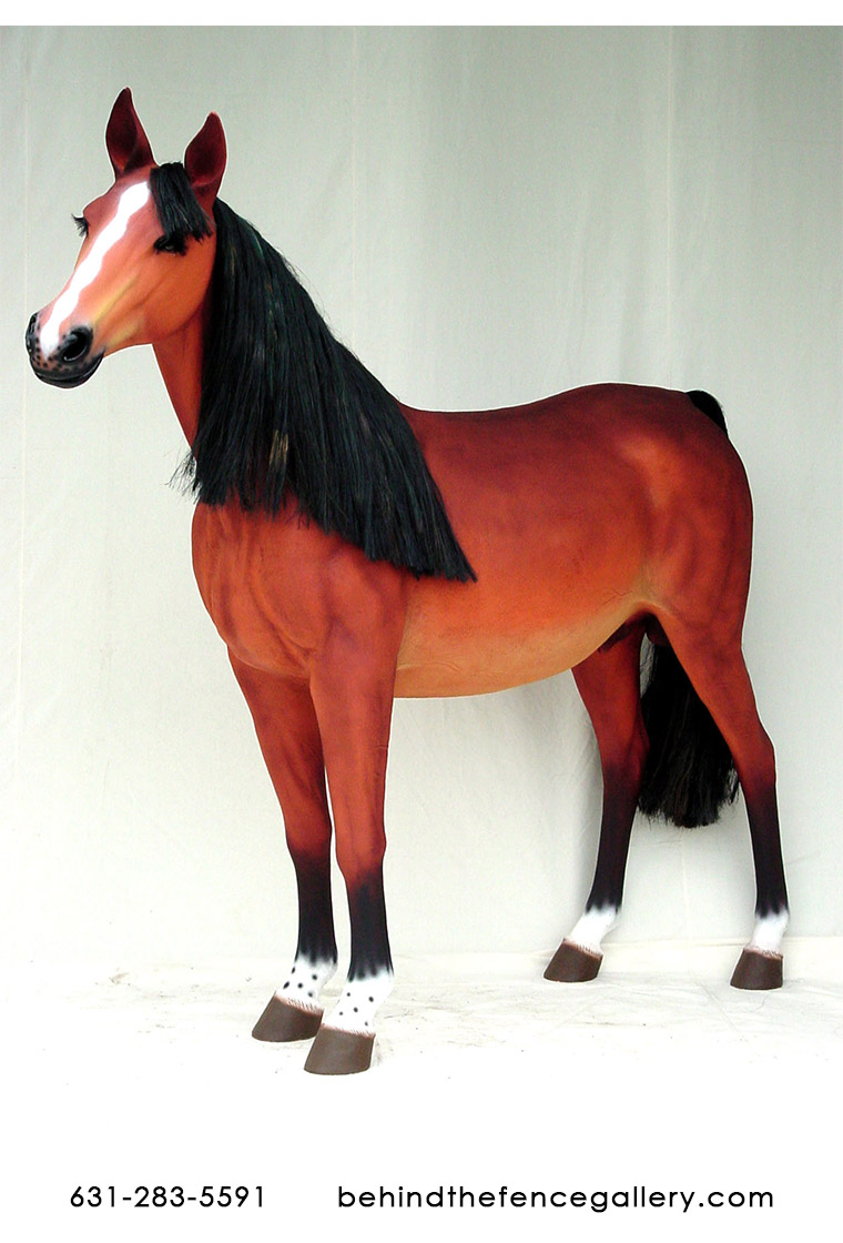 Life Size Horse with Sculpted Mane Statue