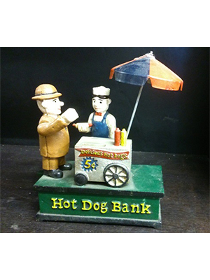 Hot Dog Cast Iron Mechanical Coin Bank