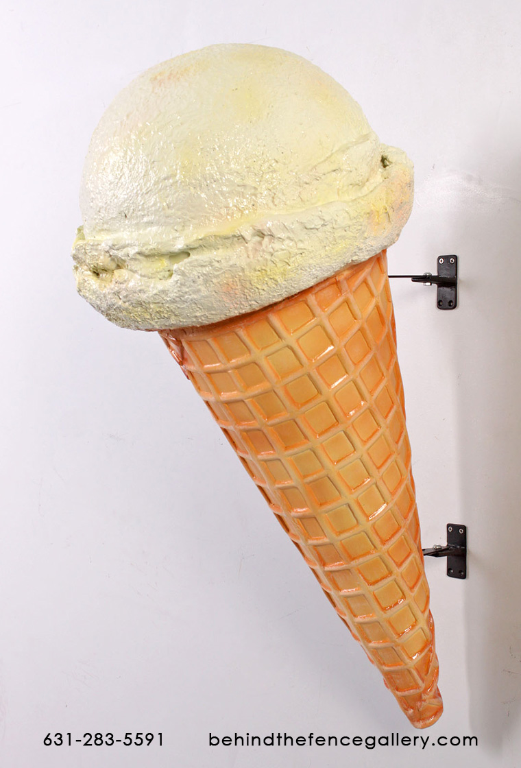 Hard Vanilla Ice Cream Cone Statue - Hangs on wall