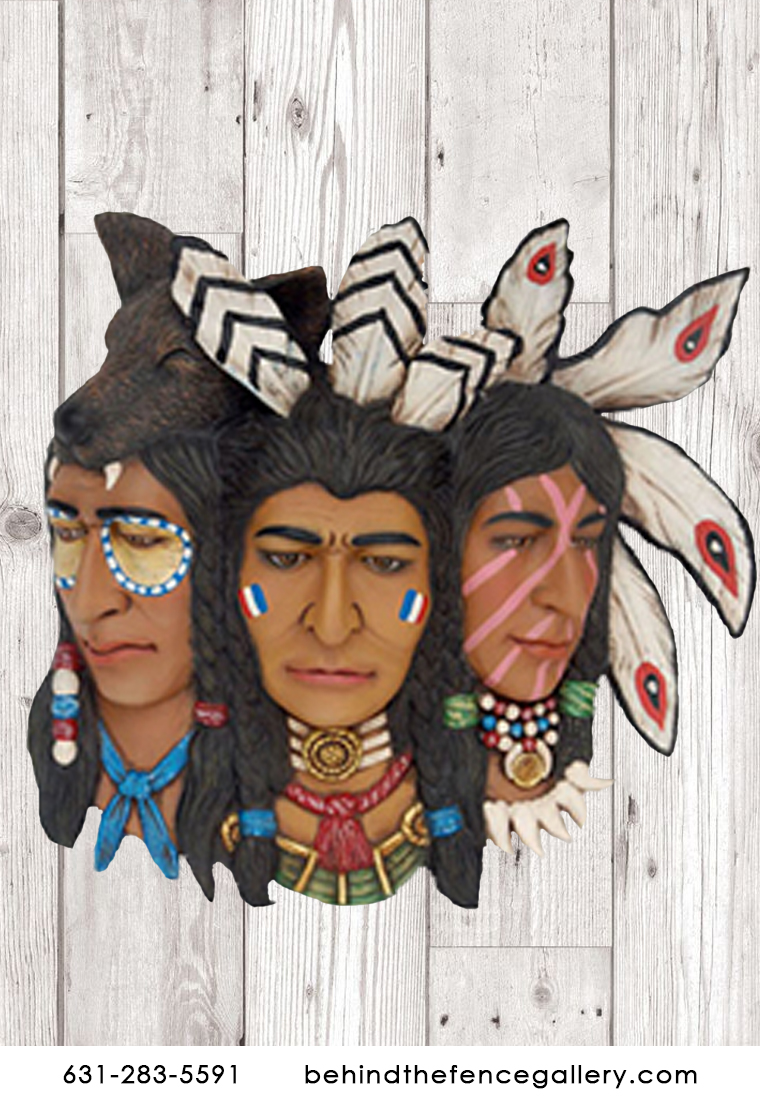3 Faces Indian Warrior Heads