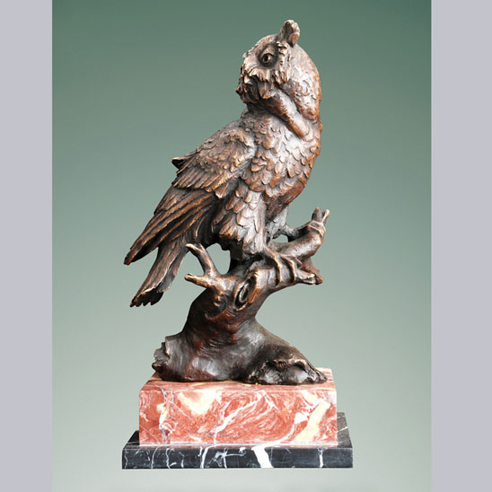 Bronze Owl on Marble Base