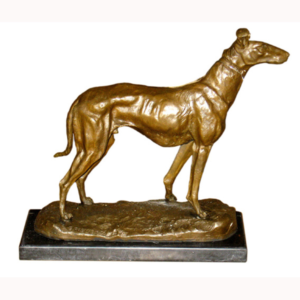 Bronze Dog with Marble Base
