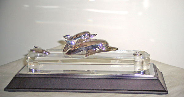 \" Two Dolphins \" on Lucite Base