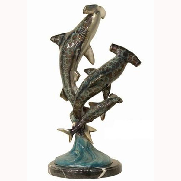 Bronze Three Hammer Head Sharks