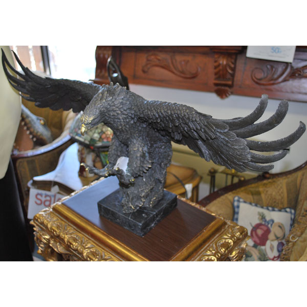 Bronze Eagle with Marble Base - Click Image to Close