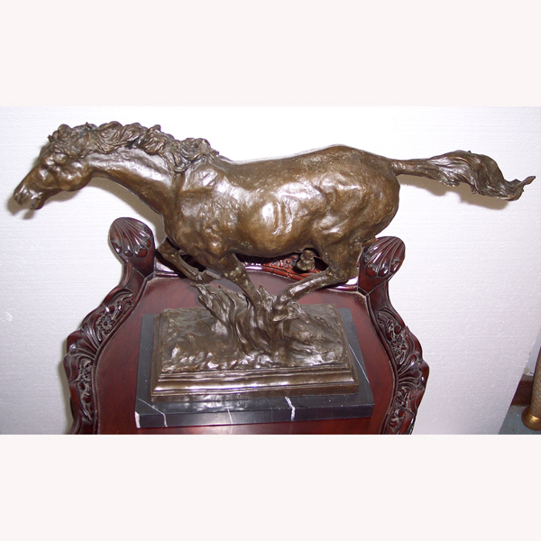 Bronze running Horse with Marble Base - Click Image to Close