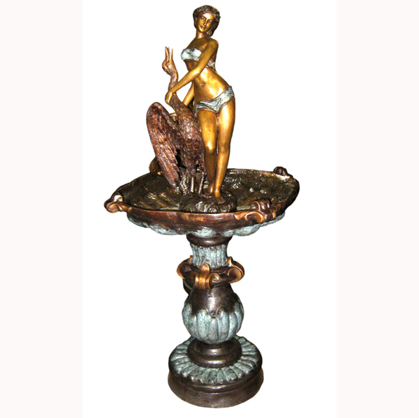 Bronze Lady with Swan Fountain