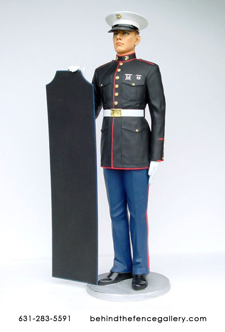 Marine at Attention Statue with Menu Board 6 ft