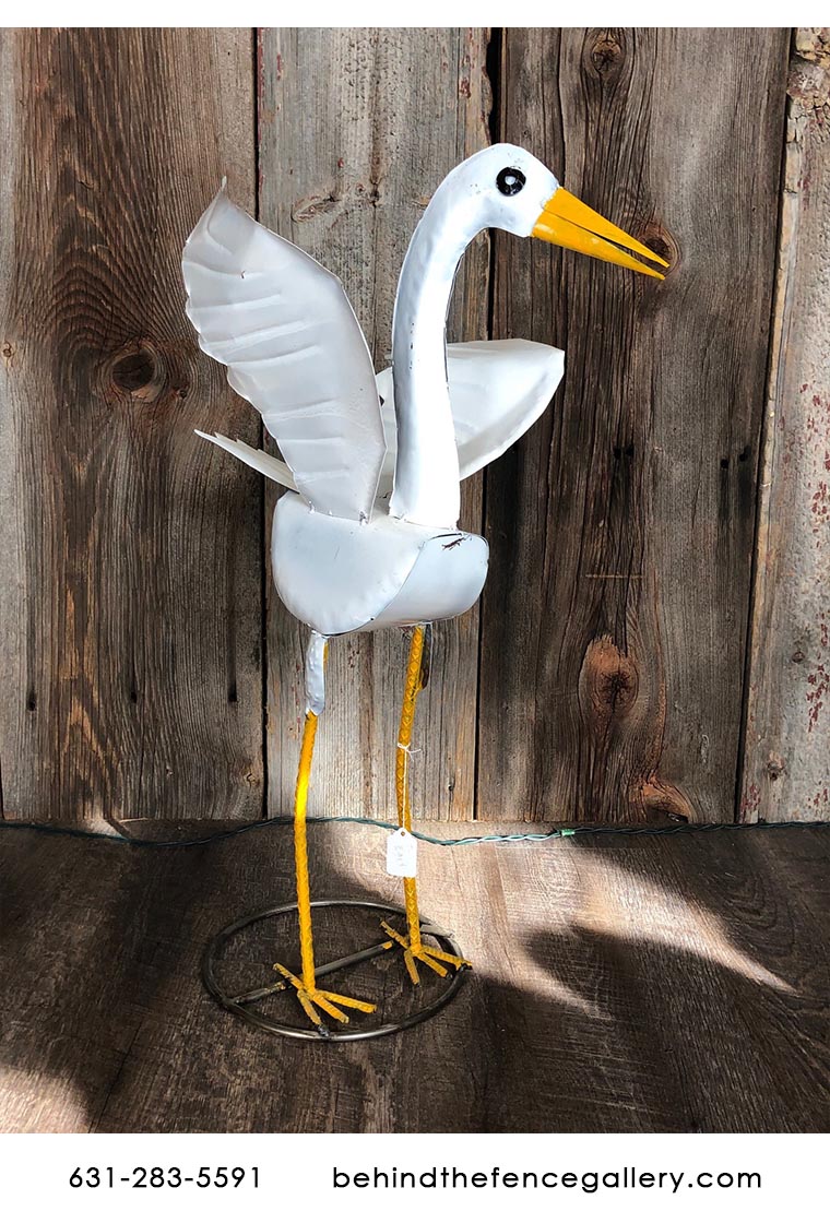 Recycled Metal Egret Statue