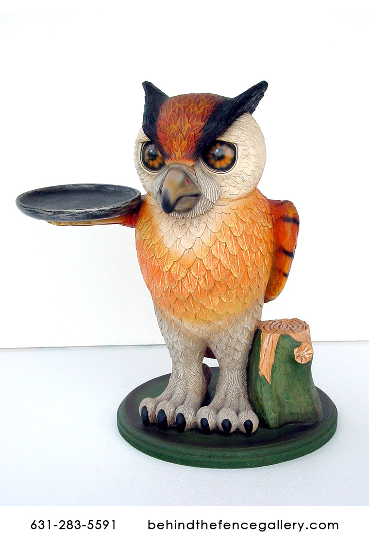 Owl Butler Statue with Tray - 2ft