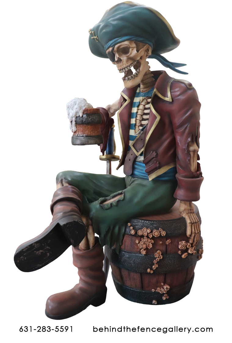 Eternal Pirate Skeleton With Beer Undead Life Size Statue 1