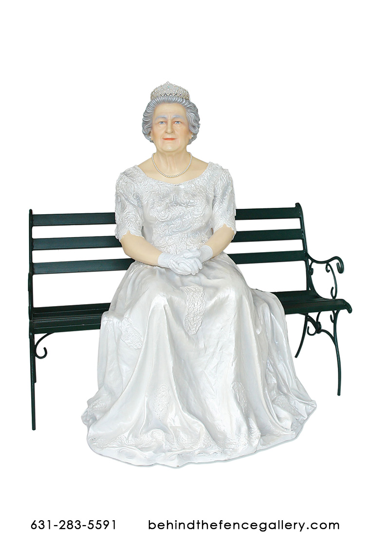 Queen Sitting on Bench Statue