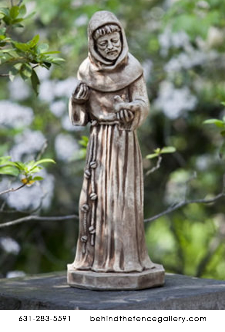 Saint Francis with Dove Birds Cast Stone Statue
