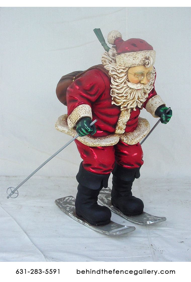 Santa Ski Statue - 3 ft - Click Image to Close