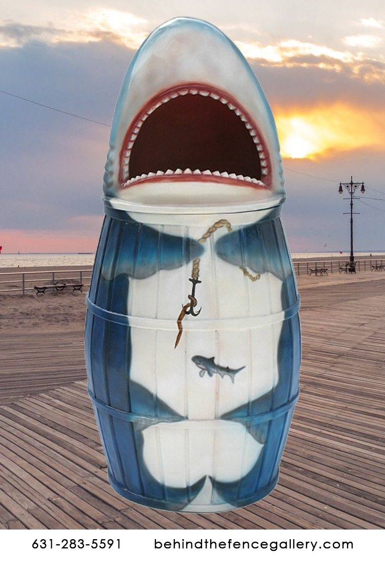 Large Great White Shark Waste Bin Statue
