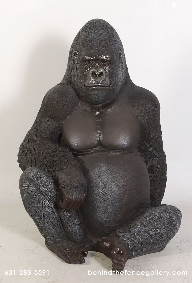 African Jungle Realistic Silverback Gorilla Statue