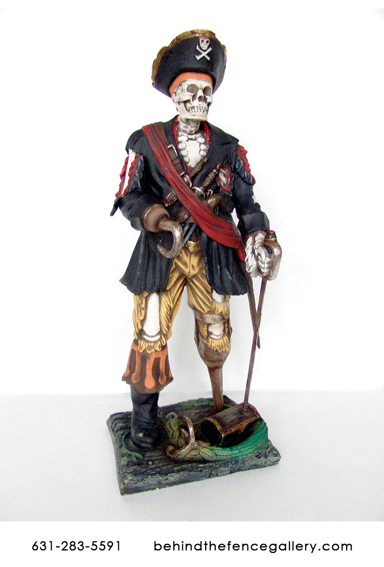 Skeleton Pirate Statue - 3 ft - Click Image to Close