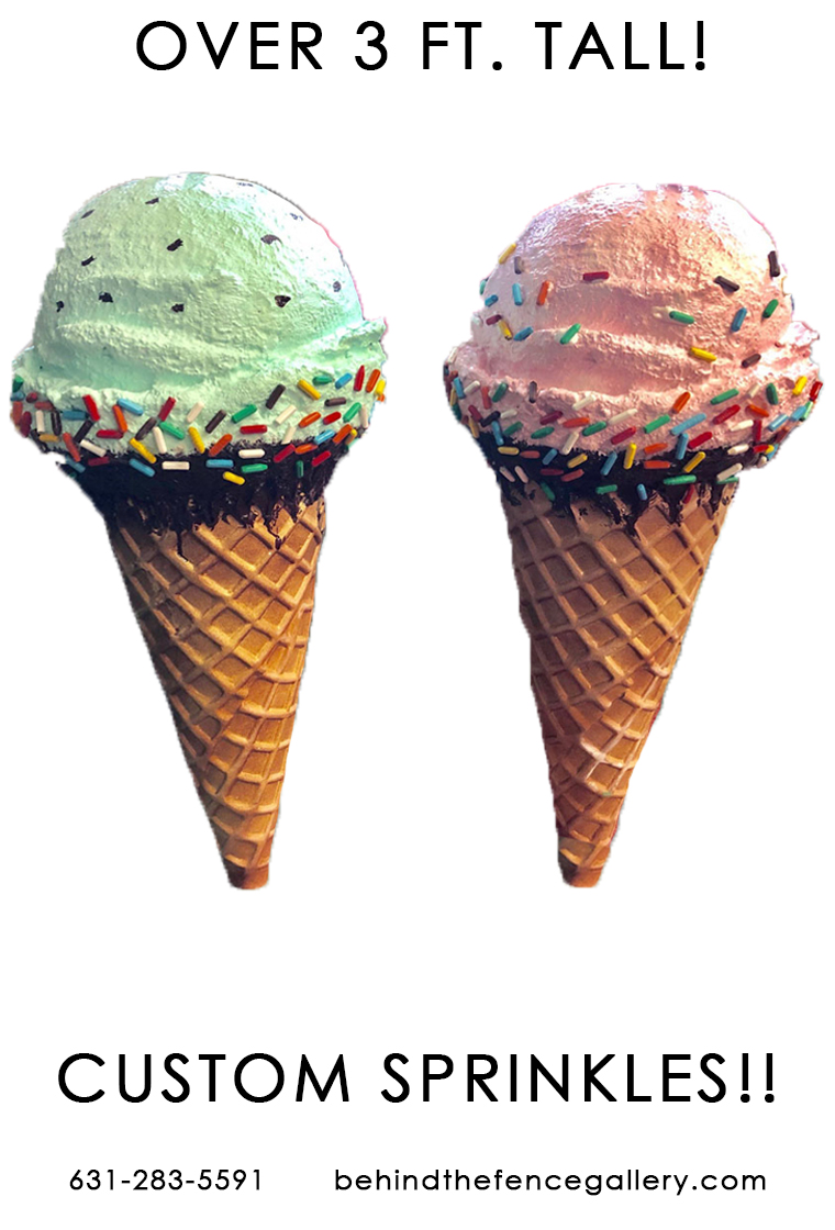Custom Hard Ice Cream Cone Wall Display With Sprinkles