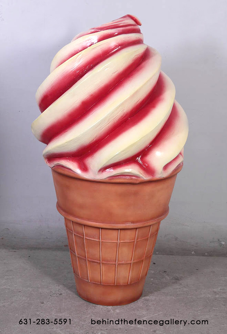 Strawberry Twist Soft Serve Ice Cream Cone