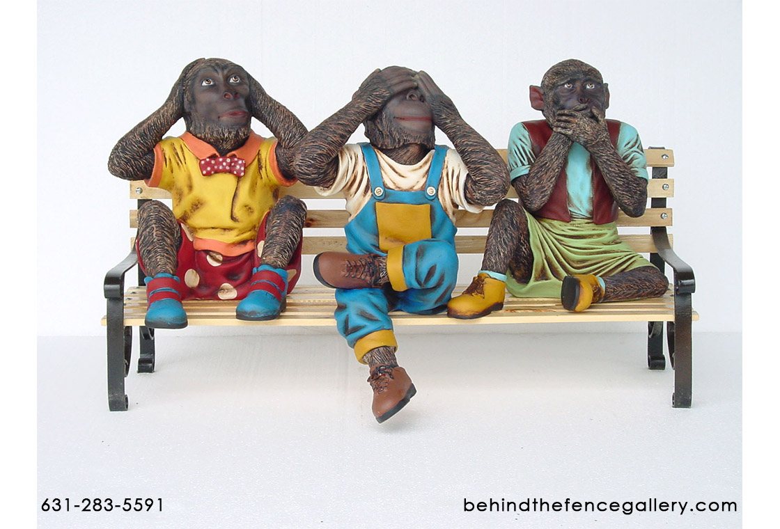 Monkeys on Bench Statue - Click Image to Close