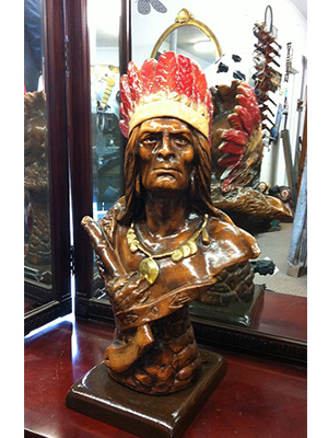 Wooden Indian Bust 23\'\'