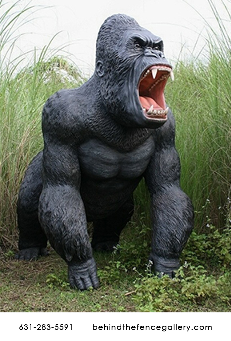 Yelling SilverBack Gorilla Statue